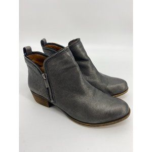 Lucky Brand Basel Silver/Grey Leather Ankle Boot Size 7.5M